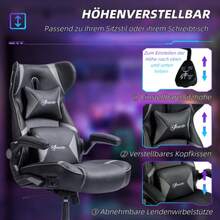 Gaming Chair With Rocking And Swivel Function, Ergonomic Computer Chair, Height Adjustable, Swivel Office Chair With Speakers, Load Capacity Up To 120 Kg, Black And Grey - Black - View 5