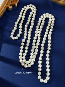 1件优雅珍珠串珠项链，适合派对、晚宴、婚礼等场合，女士珠宝 - 白色 - 查看 6
