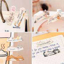 1 Set Of Approx. 180pcs Cute Cartoon Cat Shaped Sticky Notes, Small Memo Pads Suitable For Office, School, Diary - Unique Bookmarks Index Tabs - Multicolor - View 5
