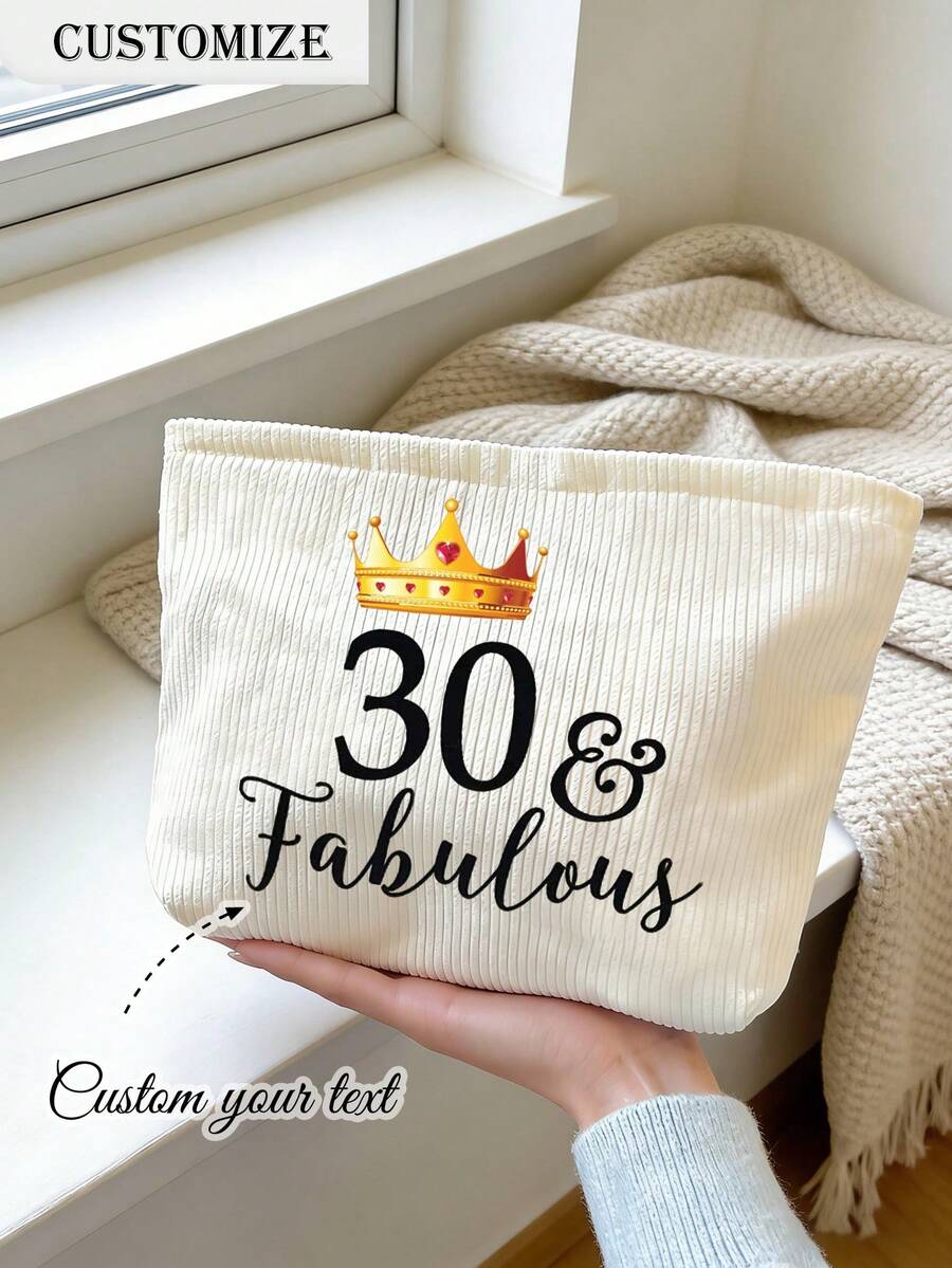 Customized Makeup Bag, Personalize Your Age 30 40 50 60 70 80 90 100 & Beautiful Makeup Bag, 30 40 50 60 70 80 90 100 Birthday Queen Gift - Multicolor - View 1