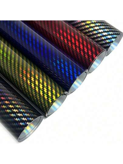1片50cm*152cm汽车PET七色激光碳纤维贴膜，9D彩色碳纤维贴纸，手机背膜，锻造花纹碳纤维高光贴膜