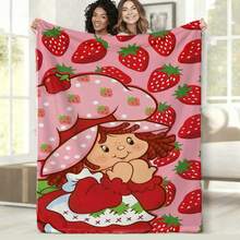 S-Strawberry Pink Shortcake Throw Camping Chair Picnic Blanket Fluffy Plaid Blankets For Decorative Sofa Portable King Lid Downy (6) - Như hình ảnh cho thấy - Xem 16