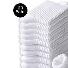 1/3/5/10/20 双装男女通用短踝袜，白色休闲运动袜，可爱有趣的 情人节礼物 - 彩色 - 查看 26