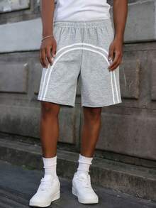 1pc Tween Boys' Summer Streetwear Casual Outdoor Shorts, Fashionable & Versatile - Light Grey - View 5