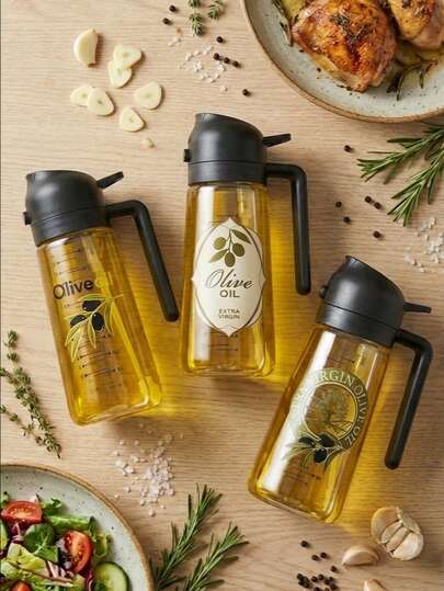 2-In-1 Olive Oil Sprayer Bottle, Cooking Oil Dispenser And Sprayer, Grease Cutting Spray Bottle, Kitchen Oil Dispenser Bottle, Sprayer Bottle For Oil, Water, Alcohol And More, Suitable For Cooking, Grilling, Air Fryer, Baking, Salad - Fine Mist/Stream Mode