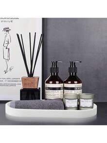 2/Pcs White Silicone Bathroom Vanity Storage Tray, Cosmetics, Perfumes, Candles, Soap Dispensers, Seasoning Storage, White Decorative Tray, Suitable For Home Decoration, Bedroom, Living Room, Kitchen Storage - 彩色 - 查看 3