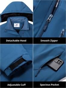 CAMEL CROWN Women's Windproof Ski Jacket, Waterproof Thickened Parka Coat, Warm Down Jacket - Navy Blue - View 7