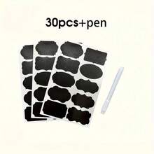 30pcs Reusable Chalkboard Labels With Pen - Removable Waterproof Self-Adhesive Stickers For Spice Jars, Food Containers & Kitchen Organization - 30 Items + 1 Pen - View 1
