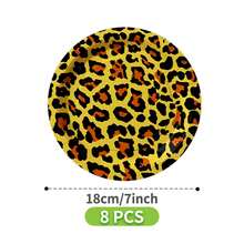 Sexy Leopard Print Disposable Plate, Napkin, Cup Set, Plates, Napkins And Cups Party Supplies, Serves 8 Guests, Disposable Paper Plates Party Tableware Suitable For Birthday, Wedding, Theme Party, Family Picnic - Multicolor - View 9