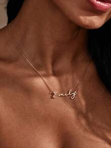 1pc Custom Personalized Simple Name Necklace, 18K Gold Plated Name Necklace, Personalized Simple Name Necklace, Custom Name Jewelry Mother's Day Gift For Family Birthday Gift Christmas Gift Valentine's Day Gift,Gold,Stylish,Colorful,Vintage,Unisex,Hipster,Simple,Casual,Custom,Personalized,Unique,Ideal Gifts For Him,Ideal Gifts For Her,Her,Boyfriend,Girlfriend,Dad,Mom,Family,Friends,For Anniversaries,For Birthdays,For Graduation,For Prom,For Party,Jewelry Women,Elegant Outfit - Multicolor - View 7