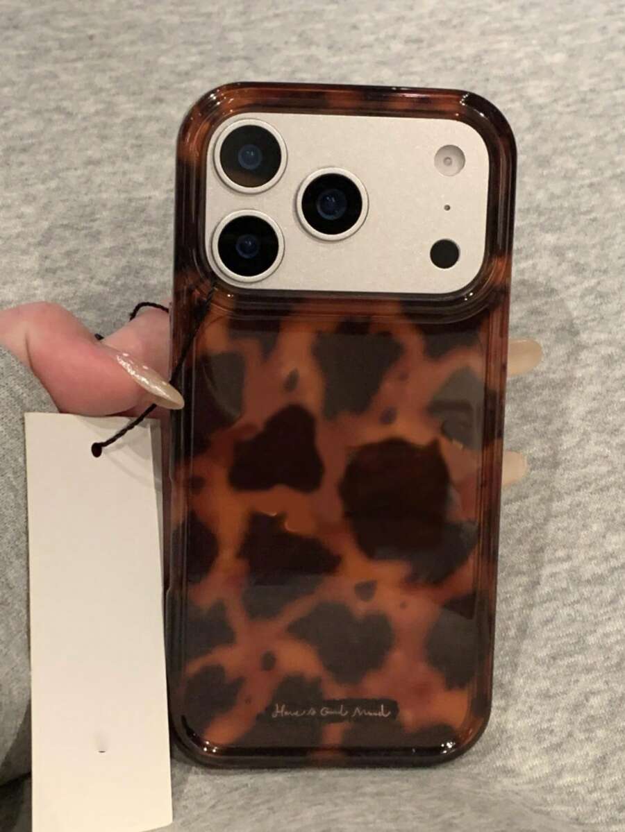 1个时尚棕色豹纹透明手机壳，兼容 17 Pro Max 16 15 14 13 12 Pro Max 14 Plus 15 Plus 16 Plus 11 17 16 13，透明镜头保护软后盖 - 豹紋 - 查看 1