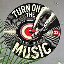 19.81x19.81cm Vintage Record Design Metal Wall Decor - Black With Red & White Pattern, Ideal For Home Decor, Gifts & Music Lovers, Music Room Decoration | Retro Decor | Durable Wall Hanging, Random Style - Metal Wall Art, Tin Signs, Vintage Metal Signs, Retro Wall Decor, Rustic Metal Art, Cool Metal Signs, Man Cave Decor, Garage Signs, Classic Metal Art, Unique Wall Art - 彩色 - 查看 3