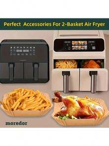 50/100 Pcs Disposable Air Fryer Liners - Rectangular Oil-Proof Parchment Paper For Dual-Basket Air Fryers - Multicolor - View 9