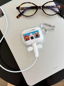 1pc Customized Pet Photo, Customized Pet Catchphrase, Customized Bluetooth Earphone Case - Carry Your Pet's Photo With You, Earphone Protective Case, Transparent Protective Cover - Clear - View 4