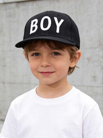 1pc New Solid Color Embroidered Baseball Cap For Boys, Outdoor Flat Brim Kids Hip Hop Hat