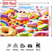 2D Flat Dessert-Themed Party Backdrop, Colorful Pastries And Sweet Treats Photography Background, Large Fabric Banner For Celebrations, Ideal For Birthdays, Baby Showers, And Photo Shoots, Cheerful Decoration With Cupcakes, Donuts, And Fresh Fruits, Perfect For Indoor Events - Multicolor - View 14