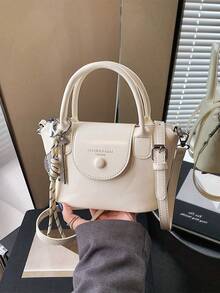 Fashionable Elegant Handheld Small Square Bag, New Arrival Minimalist Casual Shoulder Bag, Chic Crossbody Purse For Women - White - View 5