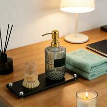 1 Set White/Black Acrylic Vanity Tray Organizer Rack, Luxury Bathroom Countertop Makeup Cosmetic Jewelry Fragrance Display Shelf - Multicolor - View 7