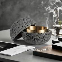 北欧工业极简主义混凝土烟灰缸，手工制作，天然纹理，现代装饰风格，可拆卸不锈钢碗和防灰盖设计，表面光滑易清洁，经久耐用，耐磨损，适用于户外露台、花园、阳台，以及室内客厅、酒吧、办公桌、书房和私人空间。 - 多色 - 查看 11