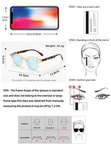 1pc Unisex Cat Eye Small Frame High-Quality Personalized Minimalist Fashion Glasses, Suitable For Party, Casual, Travel, Beach, Daily Wear - Yellow Frame Blue Film - View 3