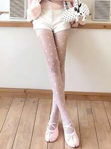 1 Pair Classic Big Polka Dot Tights - Sexy & Timeless For A Chic Date Night - Multicolor - View 13