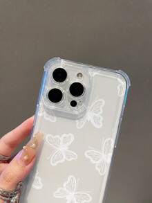 1pc Minimalist Butterfly Pattern Transparent TPU Shockproof Phone Case, Suitable As Holiday Gift For Boyfriend/Girlfriend, Compatible With Apple XS/XS Max/XR/11/12/13/14/14 Plus/15/15 Plus/16/16 Plus/17 And More - Clear - View 7
