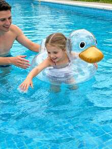 1个充气儿童座椅圈，PVC材质，可爱小鸭造型，适合泳池和海滩使用 - 彩色 - 查看 10