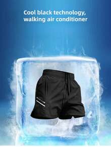 6XL Plus Size Men's Sports Shorts, Reflective Print Casual Pants, Suitable For Running, Fitness, Beach, Outdoor Sports, Football, Daily Wear, Holiday Gift Black Summer - Black - View 6