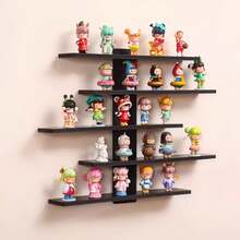 ID IDAODAN 5-Tier Floating Wall Shelves Space-Saving Black Wall Mounted Storage Shelf Minimalist Decor & Display Rack For Anime Figurines Dolls Small Plants Statues Wall Organizer For Bedroom Living Room - 黑色 - 查看 4