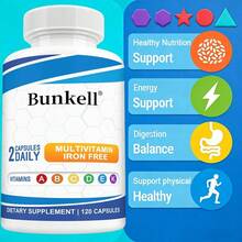 Bunkell Vitamin & Mineral Dietary Supplement - With Vitamin, Folate, Biotin - Immune Support, For Men & Women - 120 Capsules - 1瓶 - 查看 3