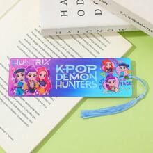 KPOP Witch Hunting Theme Tassel Bookmark, Includes Personal Character, Cute Mascot, And Full Staff Illustrations. Bright Gradient Of Pink, Purple And Blue Tones, Paired With Matching Tassels To Add Atmosphere. Practical Stationery Bookmark For Students To Mark Reading Progress - Multicolor - View 15