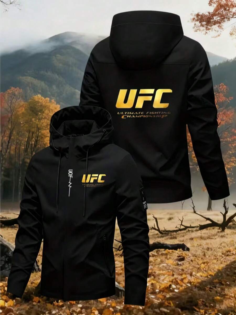 Ultimate Fighting Championship Windbreaker Jacket, Comfortable And Breathable Tactel Coat - 黑色 - 查看 1