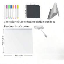 随机颜色清洁布、随机颜色画笔、四季通用留言板（含7支彩色画笔）、带支架的白板展示架，适合作为新年礼物，办公及家用皆宜。 - 彩色 - 查看 9