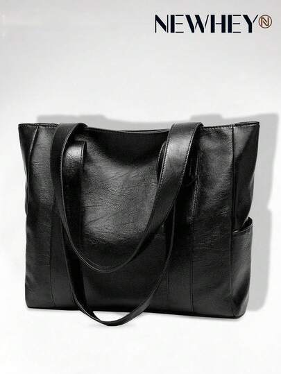 NEWHEY Small Minimalist Tote Bag For Men - PU Leather Shoulder Handbag, Stylish & Spacious Work Bag For College Students Office, Business Commuting Large, Durable And Portable Shopping Tot