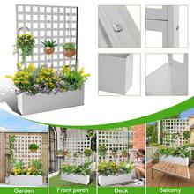 Jardinera metálica con enrejado, 180 x 118 x 30 cm, con orificios de drenaje, ideal para jardín exterior, con privacidad, ideal para trepadoras, hortalizas y enredaderas. - Blanco - Ver 7