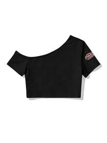 Whysmera SHEIN X Powerpuff Girls 女士不对称印花设计衬衫——打破常规的时尚单品，展现无拘无束的态度 - 彩色 - 查看 5