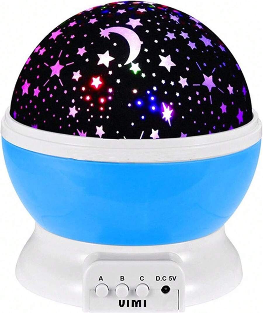 Vimi - Lampara de Noche Mesa Proyector De Estrellas Niños USB O Pila (Azul) - Estrella - Ver 1