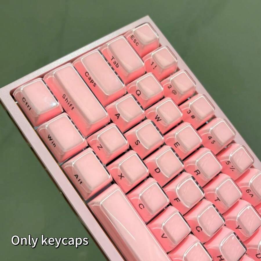 136 teclas Jelly Keycaps, Perfil OEM, capa exterior transparente, capa interior de plástico de unicolor - Rosa - Ver 1