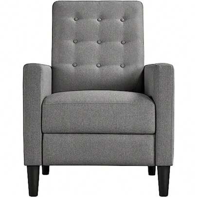 Grey Modern Recliner Chair Adjustable Reclining Armchair Upholstered Sofa Couch With Soft Padded Seat For Home Or Bedroom