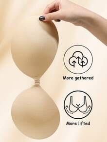 Plus Size Angel Wing Adhesive Bra, Push-Up Strapless Backless Bra, Transparent Shoulder Strap Invisible Support, Suitable For Wedding Dress - Apricot - View 6