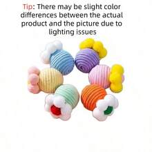 耐用猫咪磨牙玩具，带铃铛，互动式自玩球 - 彩色 - 查看 4