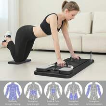 Tabla de Pilates - Set de Reformer de Pilates, Tabla de Pilates Reformer Plegable Multiusos para el Hogar, Tabla de Pilates Deslizante 6 en 1 - Gris - Ver 2