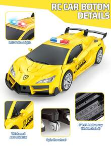 1pc Transforming Toy Car Robot, One-Key Transformation To Robot, With Flashing Light, 2.4GHz Transformable LED Headlight Remote Control Car - Yellow Sports Car, Black Sports Car, 360 Degree Rotation, One-Key Transformation, Flashing Light, Ideal Birthday Gift For Boys And Girls - Multicolor - View 10