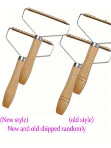 1/2/4件装手动除毛器剃毛器羊毛衫衣物绒毛刷木柄织物剃毛器宠物毛发去除器绒毛清洗器清洁片 - 木柄式 - 查看 7