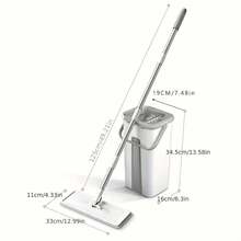 1pc Flat Mop, Hand-Washable, Easy Separation, Comprehensive Home Cleaning, Magic 360 Rotating Mop With Bucket Set, Suitable For Dry And Wet Floor Dusting - Stretch - View 8