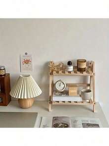 1pc Vintage Wooden Desktop Storage Rack/Display Shelf - Dual-Layer Storage Rack, Multifunctional Foldable Design, Suitable For Home Decor, Multi-Layer Desktop Storage, Office Flower Rack, Home Storage & Display Of Bracelets,Wooden Flower Stand, Earrings, Office Accessories, Plant & Spice Display - Wooden Surface, Trapezoid Design, Space-Saving, Easy Assembly - nhật ký - Xem 3