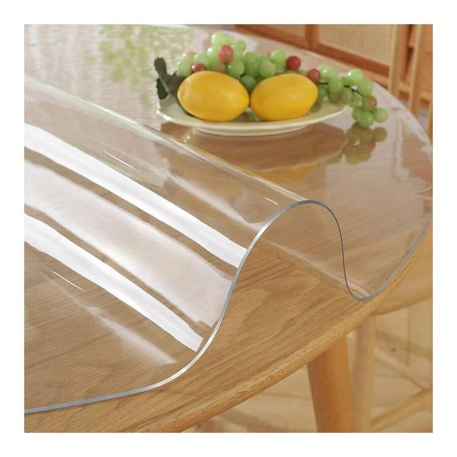 COSHANO Mantel Redondo Transparente a Medida de 1.5 mm + Borde Biselado, Protección de Mesa, Resistente al Agua, Lavable (100cm Redondo) - transparente - Ver 1