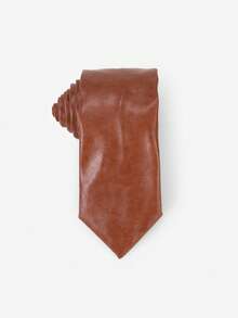 1pc Leather Necktie, Personalized Tie For Men - PU Leather Tie - View 7