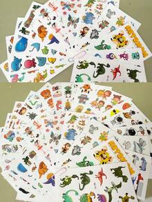 (30pcs/Set) Colorful Cartoon Temporary Tattoos, Including Hundreds Of Designs Such As Cartoon Animals, Mermaids, Unicorns, Colorful Butterflies, Little Trucks, Cute Cartoon Fruits & Vegetables, As Well As Space Planets, Pirates, Robots, Also Suitable As Gifts For Friends, Waterproof Long-Lasting Realistic Temporary Tattoo Stickers, DIY Use - Multicolor - View 2