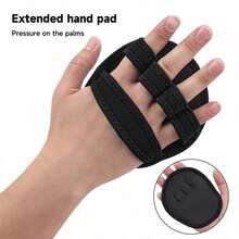 男女通用举重手套 全指健身手套 适用于举重、深蹲、硬拉和卧推 - 黑色 - 查看 3